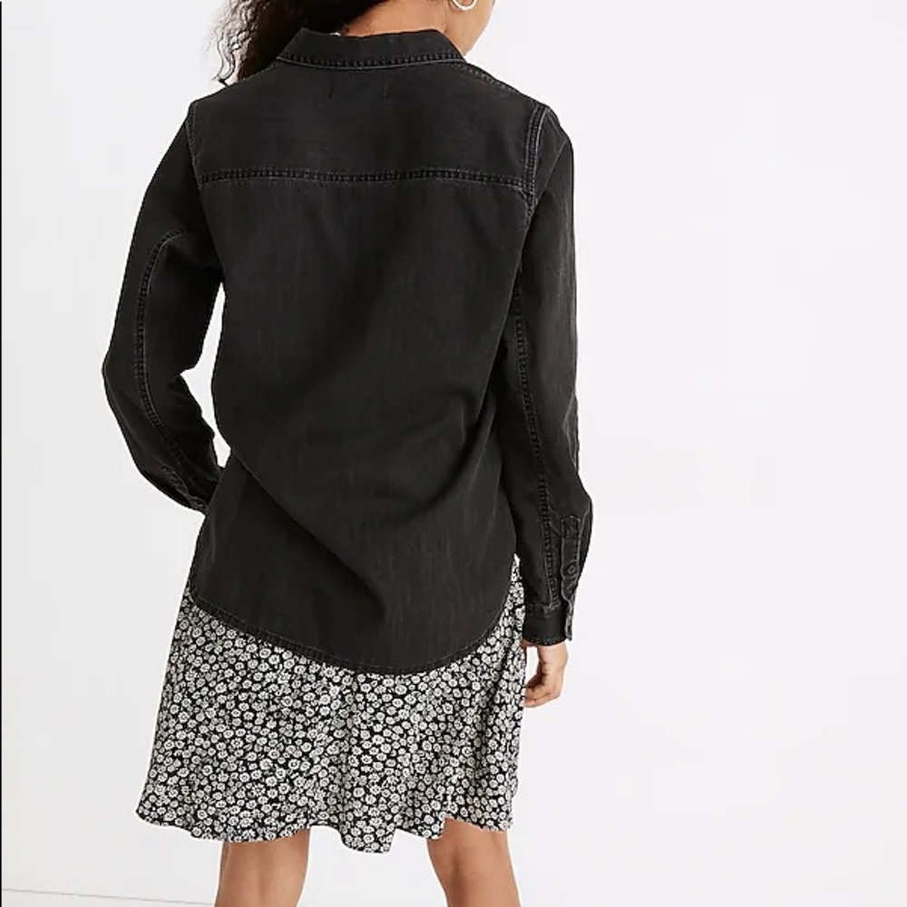 Madewell black denim in jacket button down shirt